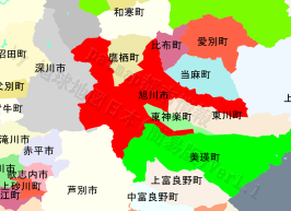 旭川市の位置を示す地図