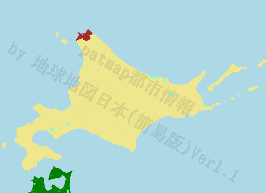 稚内市の位置を示す地図