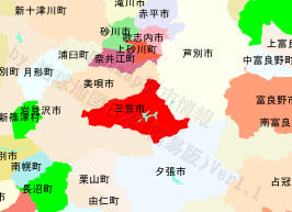 三笠市の位置を示す地図
