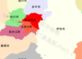歌志内市の位置を示す地図