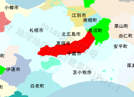 恵庭市の位置を示す地図