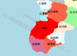 上ノ国町の位置を示す地図