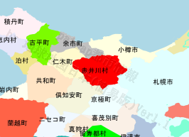 赤井川村の位置を示す地図