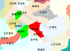 栗山町の位置を示す地図