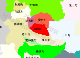 当麻町の位置を示す地図