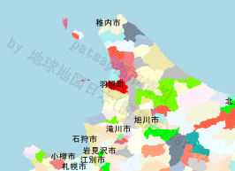 羽幌町の位置を示す地図