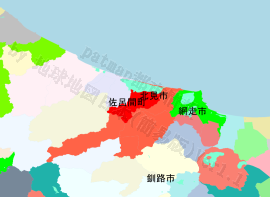 佐呂間町の位置を示す地図