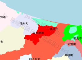 佐呂間町の位置を示す地図