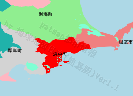 浜中町の位置を示す地図