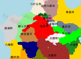 弘前市の位置を示す地図