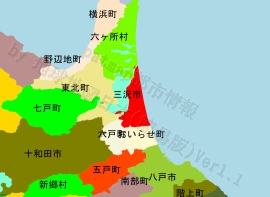 三沢市の位置を示す地図