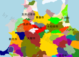 平川市の位置を示す地図