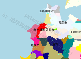 鰺ヶ沢町の位置を示す地図