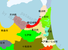 野辺地町の位置を示す地図