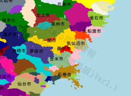 藤沢町の位置を示す地図