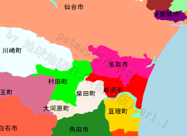 岩沼市の位置を示す地図