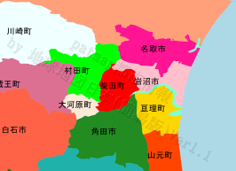 柴田町の位置を示す地図