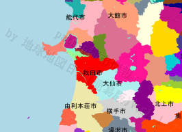秋田市の位置を示す地図