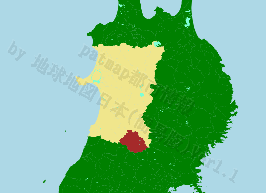 湯沢市の位置を示す地図