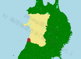 にかほ市の位置を示す地図