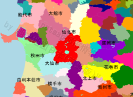 仙北市の位置を示す地図