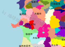 上小阿仁村の位置を示す地図