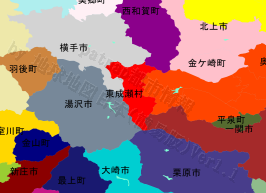 東成瀬村の位置を示す地図