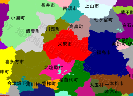 米沢市の位置を示す地図