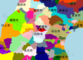 天童市の位置を示す地図