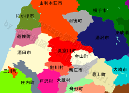 真室川町の位置を示す地図