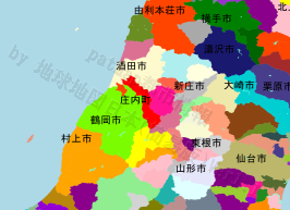庄内町の位置を示す地図