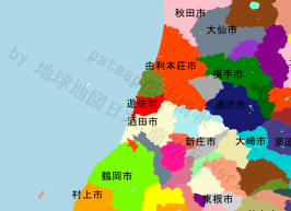 遊佐町の位置を示す地図