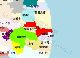 浪江町の位置を示す地図