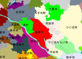 坂東市の位置を示す地図