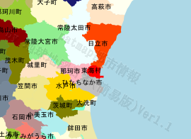東海村の位置を示す地図