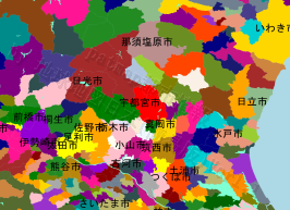 宇都宮市の位置を示す地図