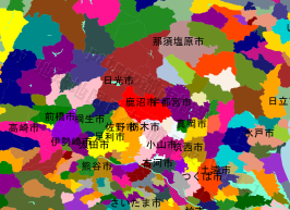 鹿沼市の位置を示す地図
