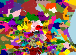 小山市の位置を示す地図