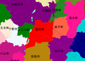 真岡市の位置を示す地図