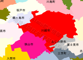川越市の位置を示す地図