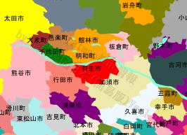 羽生市の位置を示す地図