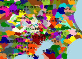 越谷市の位置を示す地図