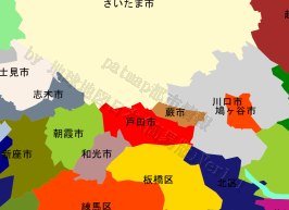 戸田市の位置を示す地図