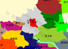 鳩ヶ谷市の位置を示す地図