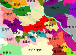 久喜市の位置を示す地図