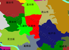 三郷市の位置を示す地図