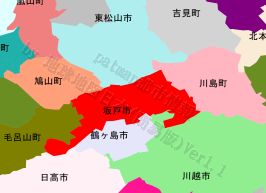 坂戸市の位置を示す地図