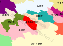 伊奈町の位置を示す地図