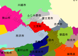 三芳町の位置を示す地図