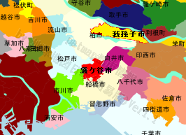 鎌ケ谷市の位置を示す地図